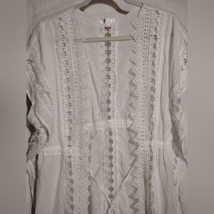 Heat Small White Sheer Lace Sexy af Cover Up Robe